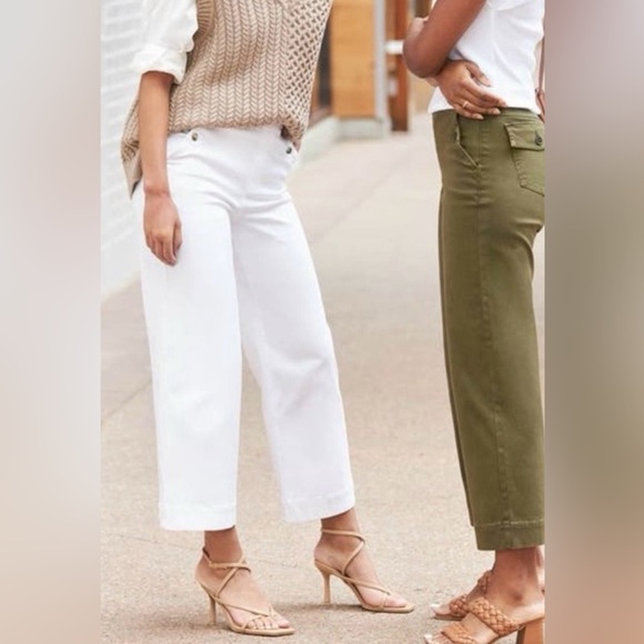 Spanx White Wide-Leg Cropped Pants - size small tall - slimming - Picture 1 of 7